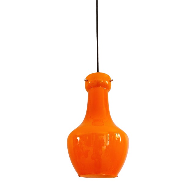 Space Age Orange Opaline Glass Pendant from Targetti Sankey, Italy, 1960s-1970s For Sale