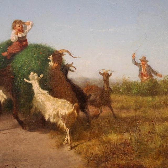 Filippo Palizzi, Pastoral Genre Scene Painting, the Defense of the Grass, 1880, Oil on Canvas For Sale - Image 6 of 16