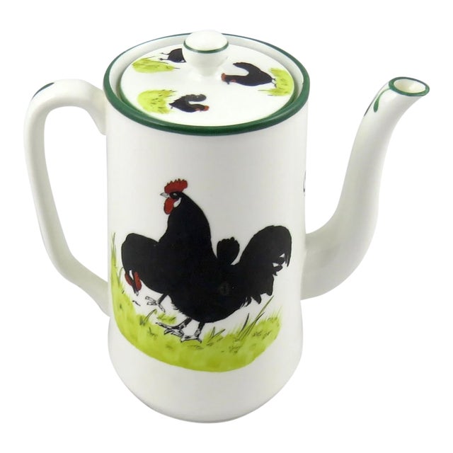 Vintage Hammersley Black Cockerel Bon Jour Coffee Pot For Sale
