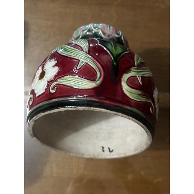 Small Art Nouveau Majolica Lampshade with Raised Floral Decoration, 1890s For Sale - Image 16 of 18