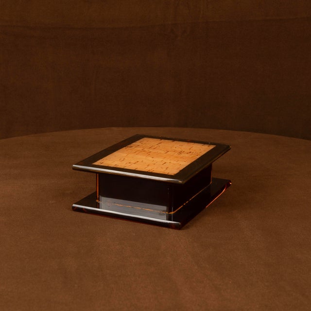 1970s Italian Smoked Acrylic Glass and Natural Cork Jewellery Box, 1970 For Sale - Image 5 of 18
