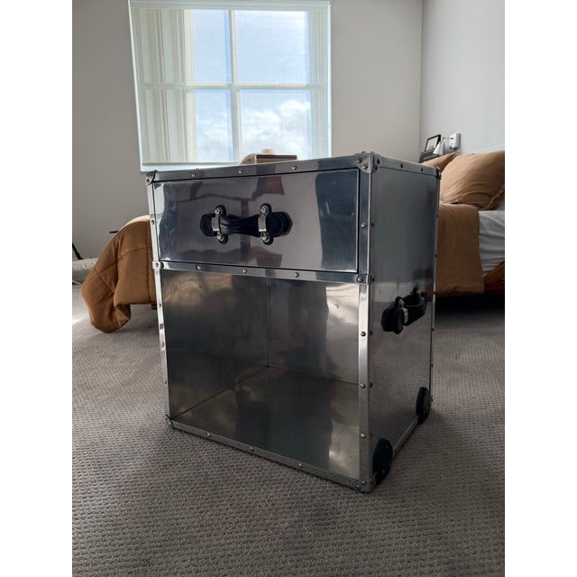 Metal Pair of Eichholtz Aluminum "Catalina" Trunk Nightstands For Sale - Image 7 of 12