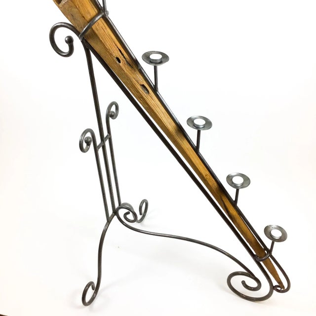 Large Antique Artisan Wooden Plow Sculpture Candle Holder For Sale - Image 12 of 13