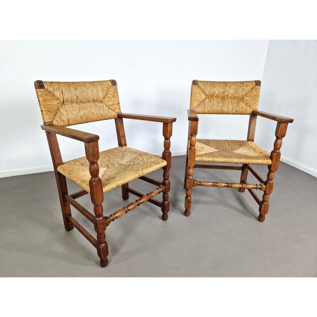 French Primitive Rush Chairs, 1930s, Set of 2 For Sale - Image 11 of 11