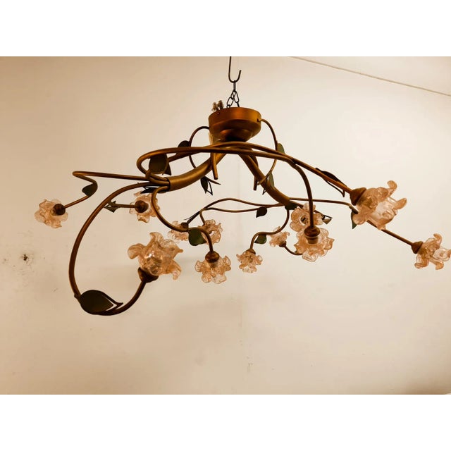 12-Light Iron Ceiling Light with Murano Glass For Sale - Image 10 of 13