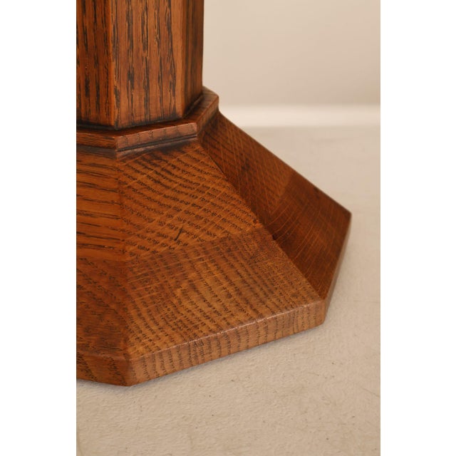 Wood Late 20th Century Stickley Mission Collection Table Lamp With Leaded Glass Shade For Sale - Image 7 of 18