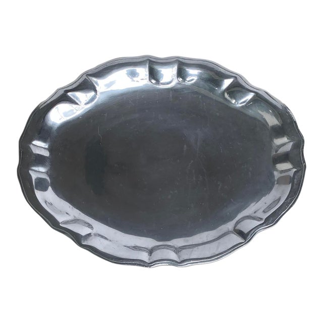 1970s Aluminum Oval Serving Platter For Sale