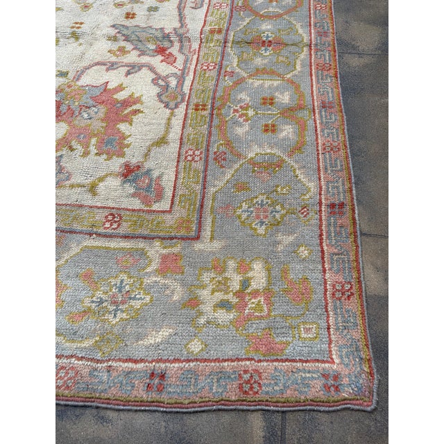 Ivory Antique Oushak Rug 11.3x8.2 For Sale - Image 8 of 9
