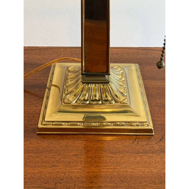 Emeralite Vintage Banker's Green Glass & Brass Desk Lamp For Sale - Image 4 of 12