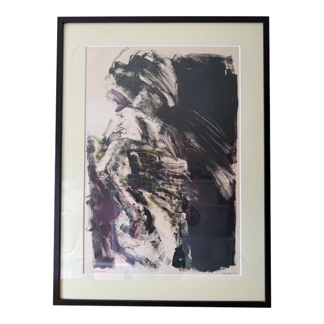 1980s Monotype Self Portrait by Maine Artist Toni Wolfe in Custom Built Frame For Sale
