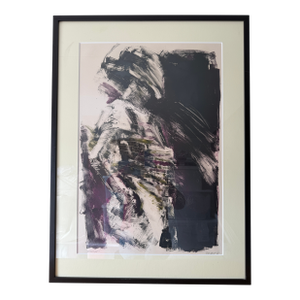 1980s Monotype Self Portrait by Maine Artist Toni Wolfe in Custom Built Frame