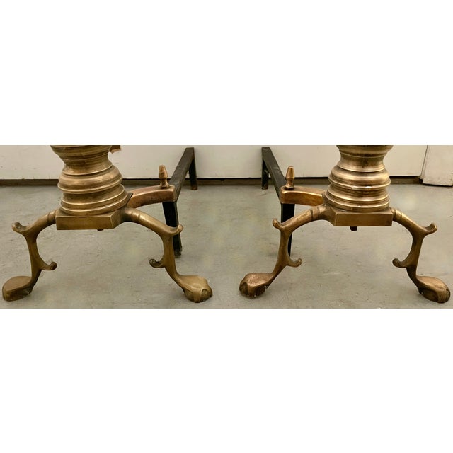 Machine Age Bronze & Iron Andirons For Sale In Miami - Image 6 of 7