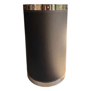Port 68 Black Leather and Nickel End Table For Sale