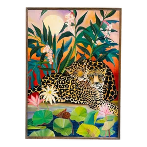 Large Vintage Palm Beach Style Cheetah Painting