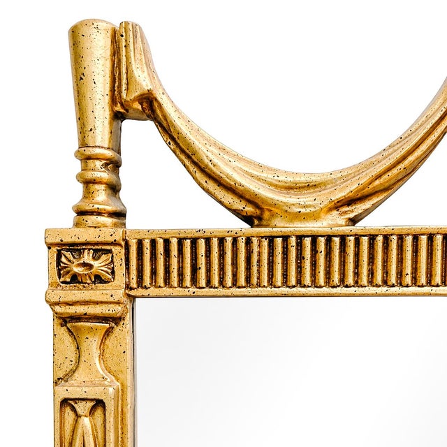 Hollywood Regency Vintage Neoclassical Giltwood Wall Mirror With Urn Pediment For Sale - Image 3 of 6