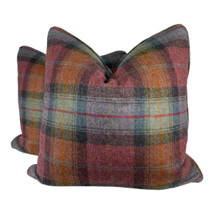 Sanderson "Wool Plaid" in Moorland Heather 22" Pillows-a Pair