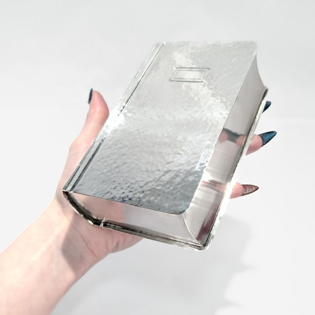 American Antique Watrous Sterling Silver Hand-Hammered Figural Book Box With Wood Liner For Sale - Image 3 of 16