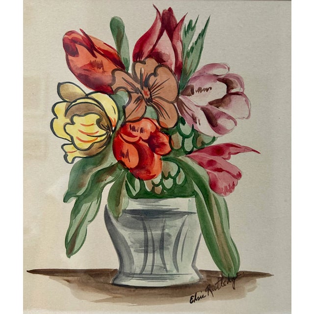 Mid 20th Century 1940's Original Floral Gouache Painting Spring Bouquet, by Elise Rutledge For Sale - Image 5 of 9