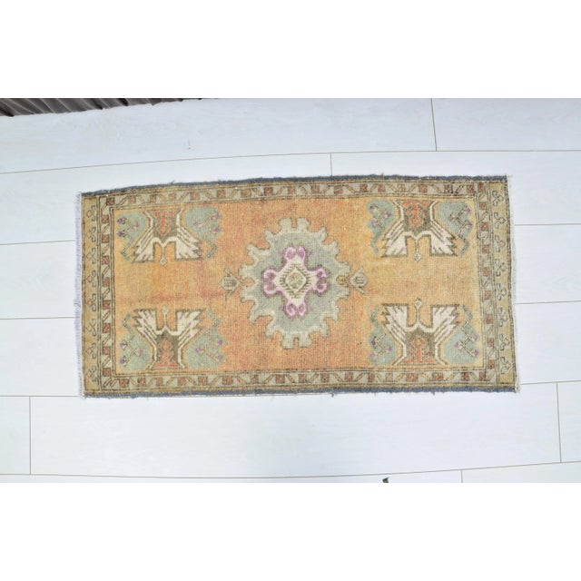 1960s Handmade wool and cotton rug in Turkish Anatolian Small Rug, Vintage Doormat Rug, Turkish Antique Decorative Rug,...