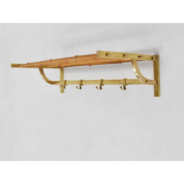 1960s French Riviera Hanging Coat Hanger in Brass and Bamboo by Jacques Adnet, 1960 For Sale - Image 5 of 5