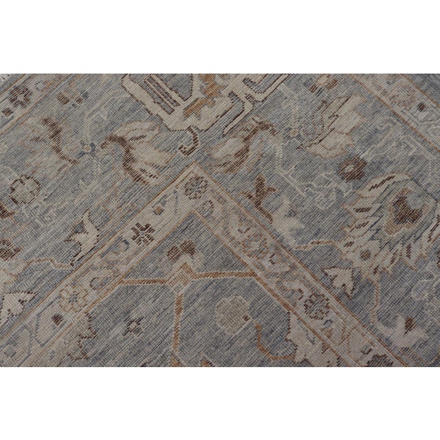 Large Turkish Angora Oushak Rug by Keivan Woven Arts in Light Blue 12'2 X 14'8 For Sale - Image 17 of 17
