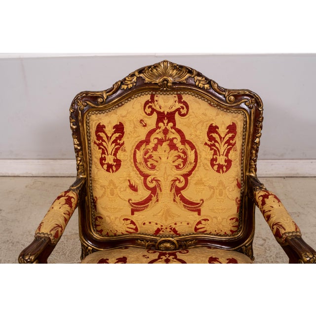 1990s Pair of Southwood Louis XV Style Fauteuil Carved Armchairs For Sale - Image 5 of 18