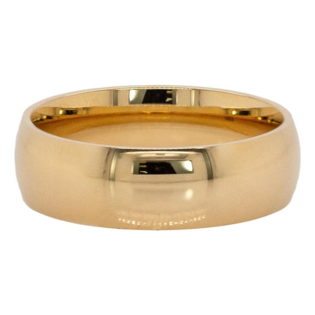 6mm Comfort Fit Heavy Weight Band: Solid 14k Yellow Gold, Size 7.5 For Sale