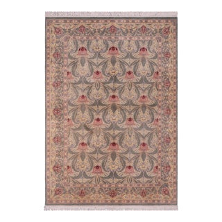 Shabby Chic 1990's Pak-Persian Green/Green Wool Rug - 4'7'' X 7'3'' For Sale