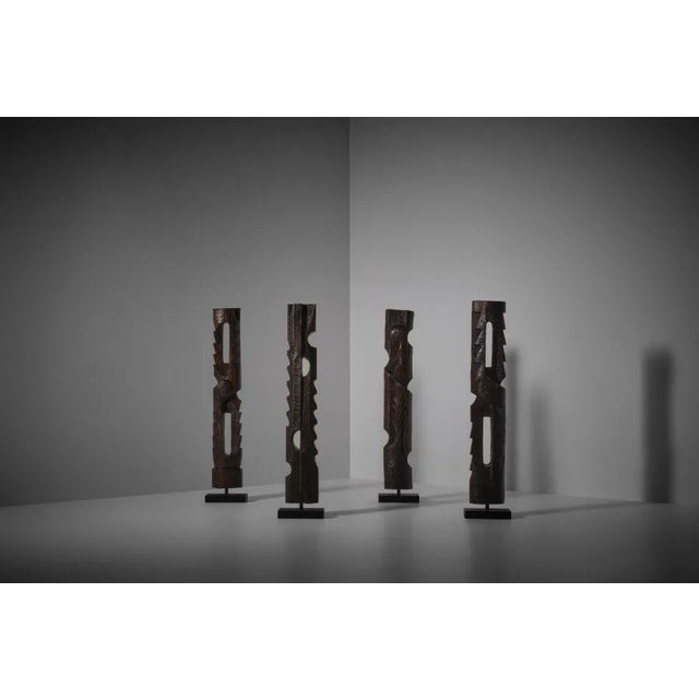 1970s French Abstract Wooden Sculptures, 1970s, Set of 4 For Sale - Image 5 of 11
