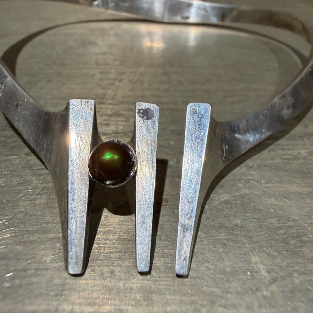 Vintage Mexican Modernist Sterling Silver Collar Necklace For Sale - Image 12 of 14