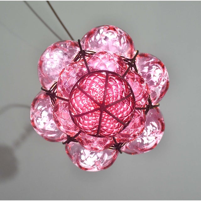 Italian Wonderful Magenta Colour Venetian Lantern, Seguso Murano Glass, Italy, 1950s For Sale - Image 3 of 14