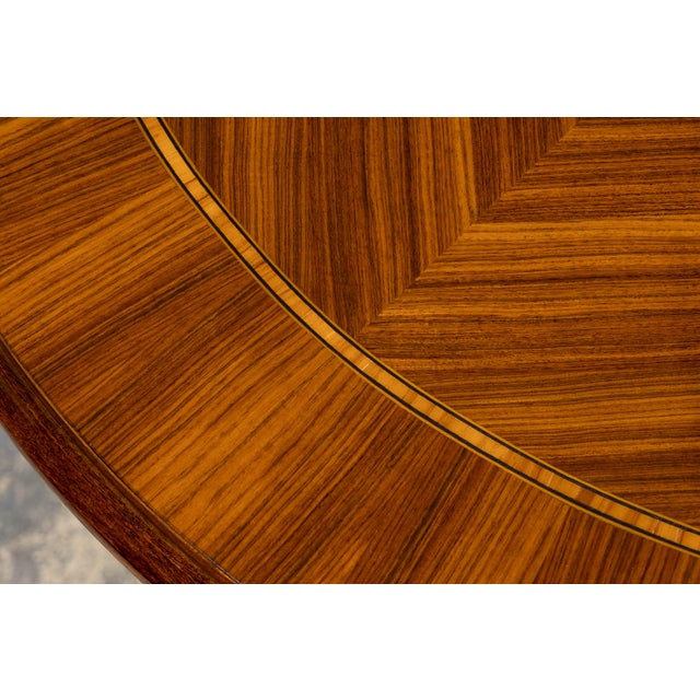 Brown Antique French Louis XVI Style Rosewood Dining Table With Floral Inlay For Sale - Image 8 of 18