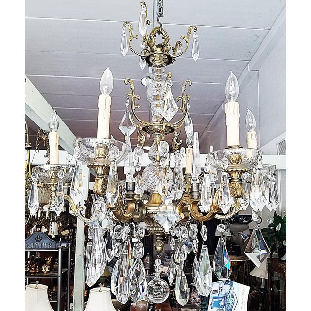 Bronze 1930s French Bronze Dore' Crystal Chandelier For Sale - Image 8 of 17