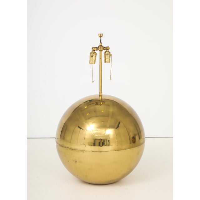 Gold Karl Springer Orb Brass Large and Small Table Lamps For Sale - Image 8 of 18