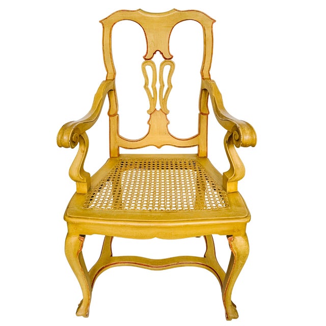 Early 20th Century Venetian Rococo / Louis Revival Style Yellow Wood Upholstered Accent Side Chairs - A Pair For Sale - Image 15 of 17