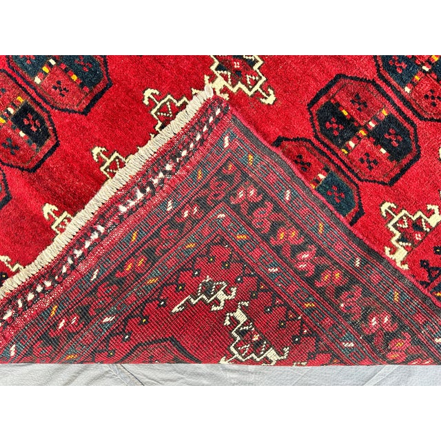Red Turkmen Tribal Bukhara Hand-Knotted Wool Rug - 5'2" X 3'8" For Sale - Image 13 of 13
