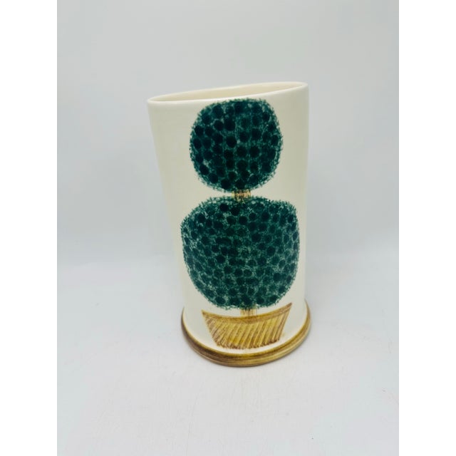 Vintage Laurie Gates Ceramic Topiary Vase Charming vintage ceramic vase by Laurie Gates, featuring a beautifully stylized...