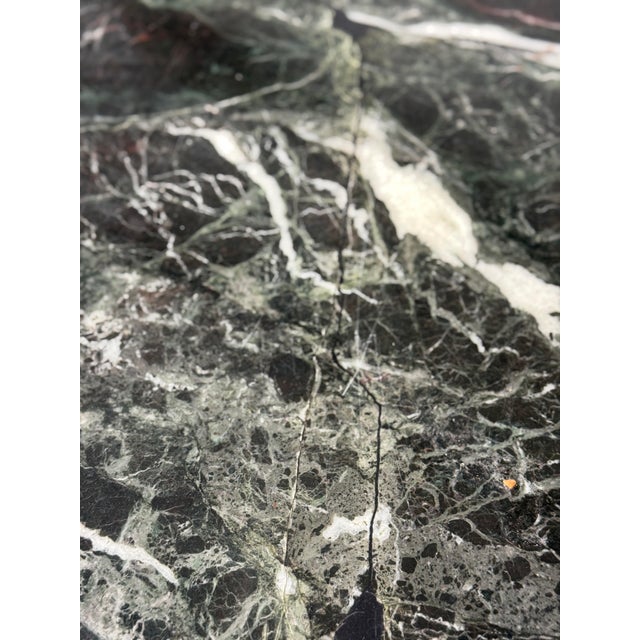 Late 20th Century Postmodern Italian Verde Marble Dining Table With Rectangular Slab Top and Block Base For Sale - Image 11 of 12