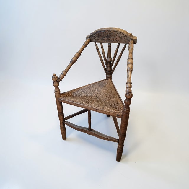 Antique Dutch Corner Chair in Oak, 1800s For Sale - Image 9 of 9