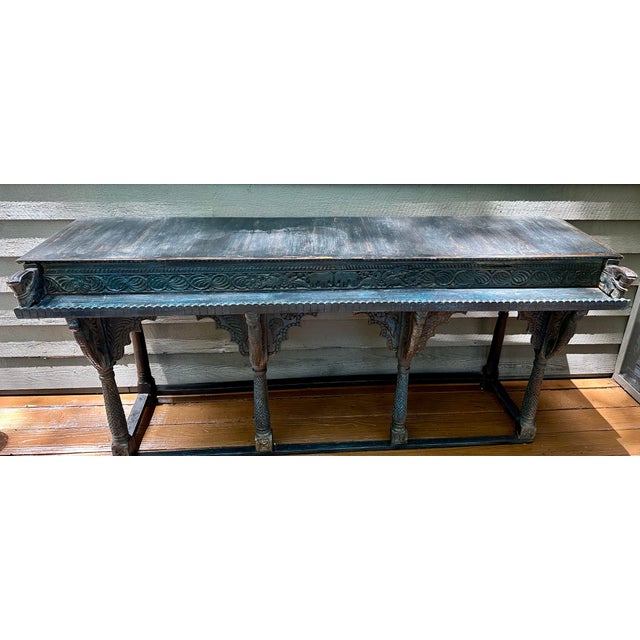Ebony 1950s Vintage Carved Altar Table For Sale - Image 8 of 9