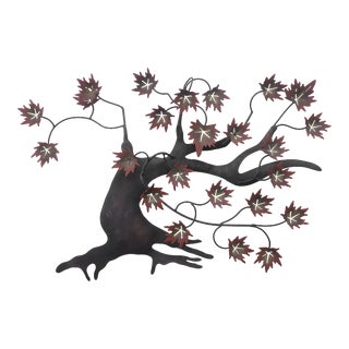 Vintage Metal Maple Tree Wall Sculpture For Sale