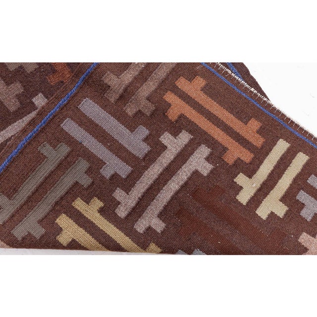 Brown Vintage Swedish Flat Woven Runner Doris Leslie Blau For Sale - Image 8 of 8
