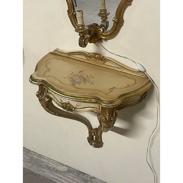 Wall-Mounted Console Tables with Mirrors and Wall Lamps, 1940s, Set of 4 For Sale - Image 17 of 18
