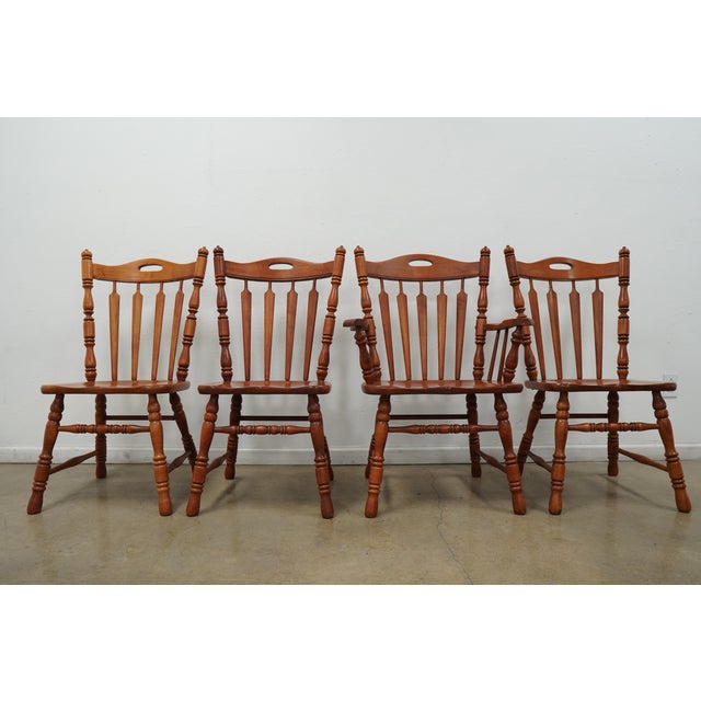 Vintage Tell City Early American Colonial Solid Wood Dining Chairs (Set of 8) For Sale - Image 10 of 17