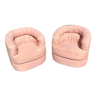 1990s Vintage Pink Barrel Chairs - a Pair For Sale