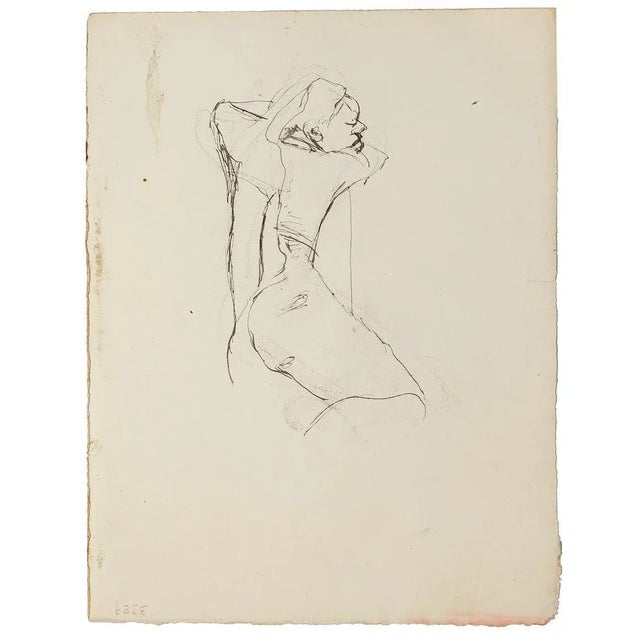 Figure is an original drawing in pencil on paper realized by Jeanne Daour. The state of preservation is good except for...