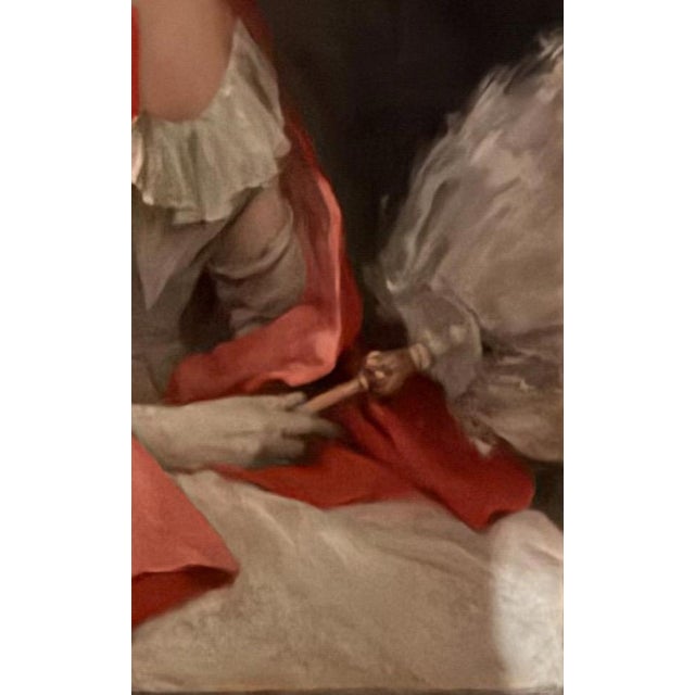 1900s 42" Signed William Henry Hyde Ana Gilded Age Oil Portrait, Socialite in Red Cloak and Ostrich Fan, Antique Gold Frame, Museum Quality For Sale - Image 11 of 18
