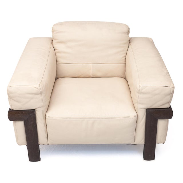 Cream Leather Sofa and Lounge Chair from Natuzzi, 1990s, Set of 2 For Sale - Image 8 of 16