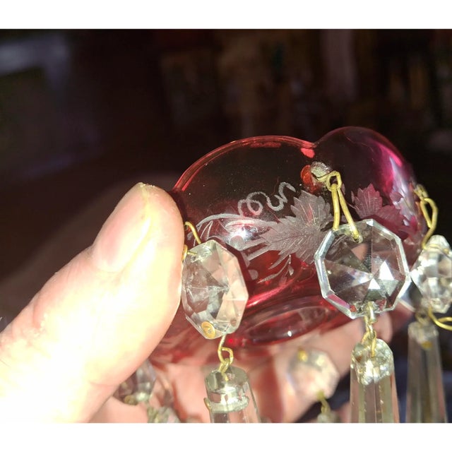 C1800 British George III Ormolu/ Cut Glass/ Pink Crystal 3 Candle Wall Sconce For Sale - Image 13 of 18