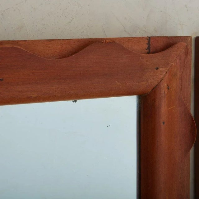 Brown Wood Frame Squiggle Mirror, Italy 1970s For Sale - Image 8 of 13